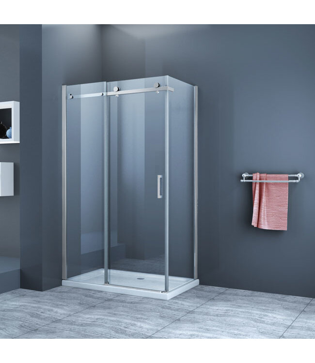 Douchecabine Rechthoek Schuifdeur 90x120x200cm Antikalk Helder Glas Chroom Profiel 8mm Veiligheidsglas Easy Clean