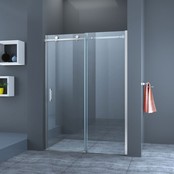 Douchedeur Slice Nisdeur Schuifdeur 140x200cm Antikalk Helder Glas Chroom Profiel 8mm Veiligheidsglas Easy Clean