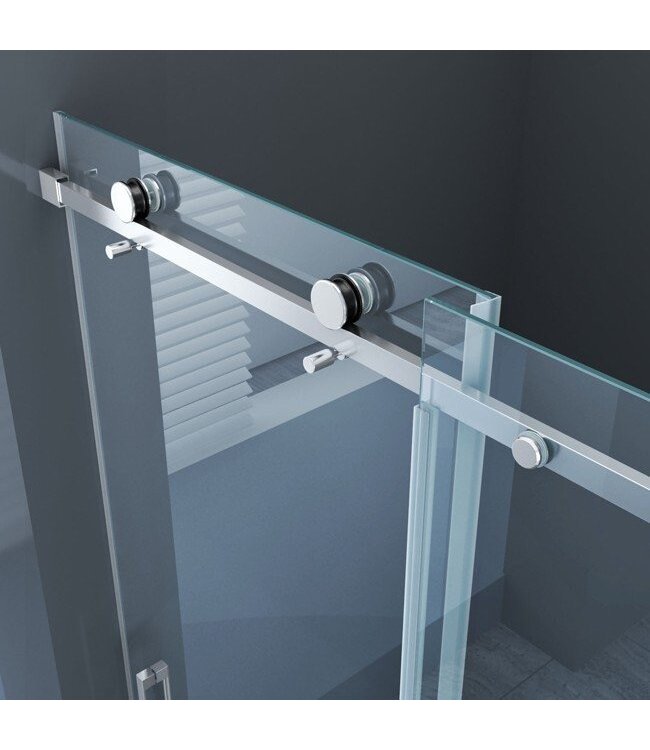 Douchedeur Slice Nisdeur Schuifdeur 140x200cm Antikalk Helder Glas Chroom Profiel 8mm Veiligheidsglas Easy Clean