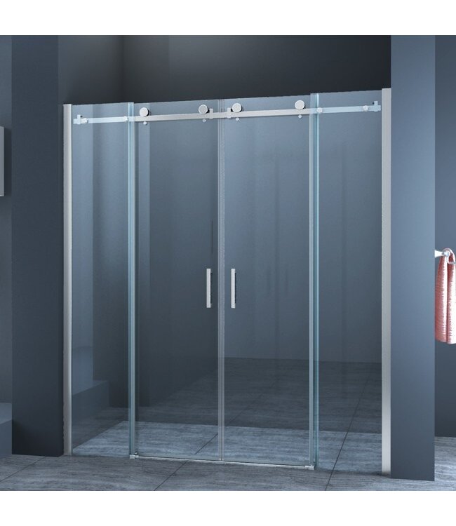 Douchedeur Slice Nisdeur Schuifdeur 180x200cm Antikalk Helder Glas Chroom Profiel 8mm Veiligheidsglas Easy Clean