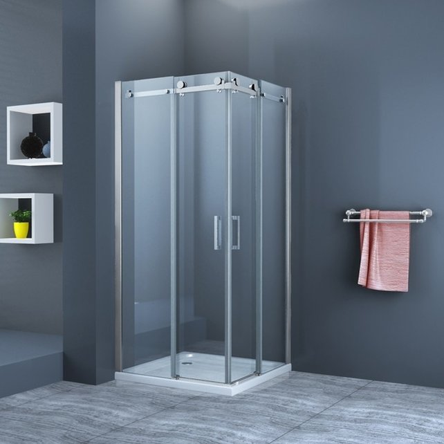 Douchecabine Slice Vierkant Schuifdeur 90x90x200cm Antikalk Helder Glas Chroom Profiel 8mm Veiligheidsglas Easy Clean Douchecabine Slice Vierkant Schuifdeur 90x90x200cm Antikalk Helder Glas Chroom Profiel 8mm Veiligheidsglas Easy Clean