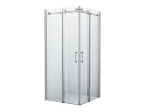 Douchecabine Slice Vierkant Schuifdeur 100x100x200cm Antikalk Helder Glas Chroom Profiel 8mm Veiligheidsglas Easy Clean