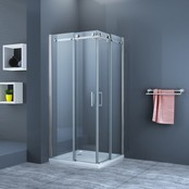 Douchecabine Slice Vierkant Schuifdeur 100x100x200cm Antikalk Helder Glas Chroom Profiel 8mm Veiligheidsglas Easy Clean