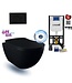 Hangtoiletset Mat Zwart Randloos Creavit Freedom Toiletset met GP5003 + Drukplaat + WC bril Softclose Zwart Mat