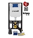 Hangtoiletset Mat Zwart Randloos Creavit Freedom Toiletset met GP5003 + Drukplaat + WC bril Softclose Zwart Mat