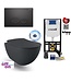 CREAVIT Hangtoiletset Mat Antraciet Randloos Creavit Freedom Toiletset met GP5003 + Drukplaat + WC bril Softclose Antraciet Mat