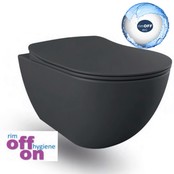 Hangtoiletset Mat Antraciet Randloos Creavit Freedom Toiletset met GP5003 + Drukplaat + WC bril Softclose Antraciet Mat