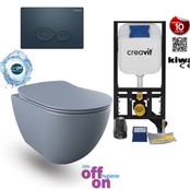 Hangtoiletset Mat Basalt Randloos Creavit Freedom Toiletset met GP5003 + Drukplaat + WC bril Softclose Mat Basalt Hangtoiletset Mat Basalt Randloos Creavit Freedom Toiletset met GP5003 + Drukplaat + WC bril Softclose Mat Basalt