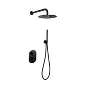 Inbouw Regendouche set Effeze Geborsteld koper Rond 25 cm Hoofddouche muur Thermostaatkraan incl. handdouche