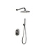 Inbouw Regendouche set Effeze Geborsteld koper Rond 25 cm Hoofddouche muur Thermostaatkraan incl. handdouche