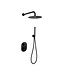 SANI-SUPPLY Inbouw Regendouche set Effeze Mat Zwart Rond 25 cm Hoofddouche muur Thermostaatkraan incl. handdouche