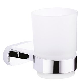 Tandenborstel houder chroom met Glazen bakje Tandenborstelhouder