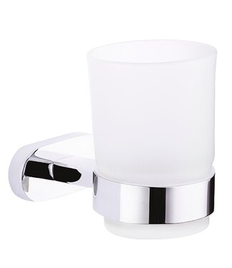 CREAVIT Tandenborstel houder chroom met Glazen bakje Tandenborstelhouder