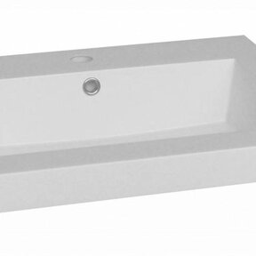 Wastafel mineraalmarmer 60cm overloop met kraangat 0 of 1 Wit glanzend SaniPro Trendline 60x47x5 cm zonder kraangat