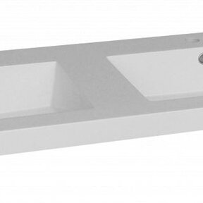 Wastafel mineraalmarmer 120cm Dubbele wasbak overloop met kraangat 2 of 0 Wit glanzend SaniPro Trendline 120x47x5 cm zonder kraangat