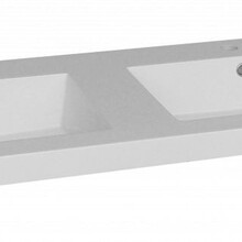 Wastafel mineraalmarmer 140cm Dubbele wasbak overloop met kraangat 2 Wit glanzend SaniPro Trendline 140x47x5 cm