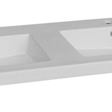 Wastafel 120cm dubbele wasbak SaniPro Trend 120x47x5 cm keramiek rechthoekig met overloop kraangat 2 of zonder kraangat