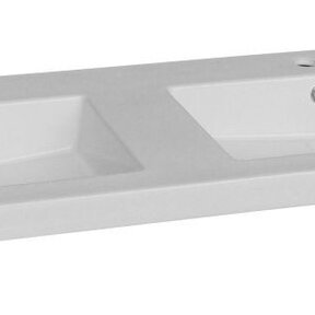 Wastafel 120cm dubbele wasbak SaniPro Trend 120x47x5 cm keramiek rechthoekig met overloop kraangat 2 of zonder kraangat