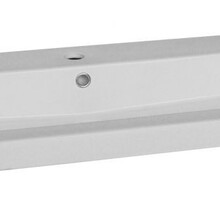 Wastafel 100cm enkele wasbak SaniPro Trend 100x47x5cm keramiek rechthoekig met overloop kraangat 1 - 2 of zonder kraangat