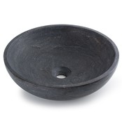 Ronde Waskom Natuursteen 38x12cm SaniPro Perno Opbouw Waskom Hardsteen 38x38x12 cm Grijs - Antraciet