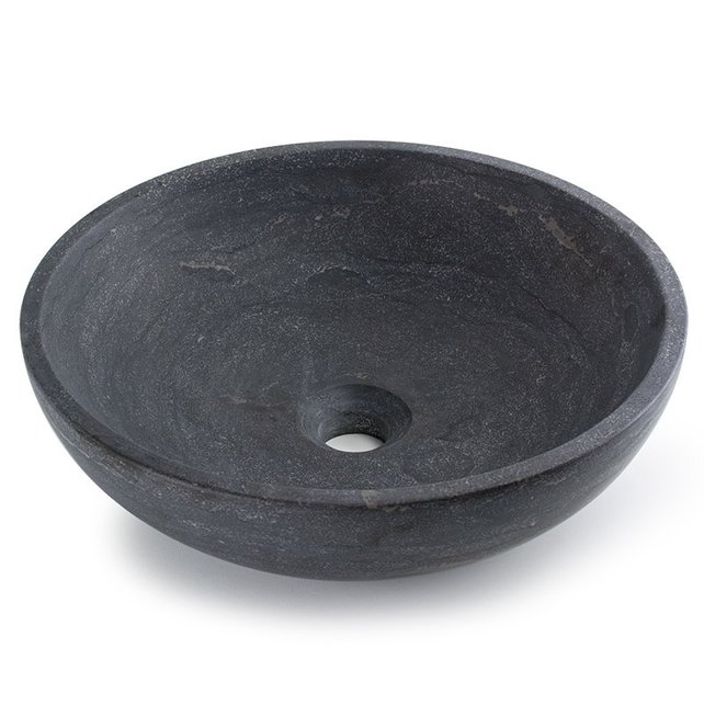 Ronde Waskom Natuursteen 38x12cm SaniPro Perno Opbouw Waskom Hardsteen 38x38x12 cm Grijs - Antraciet