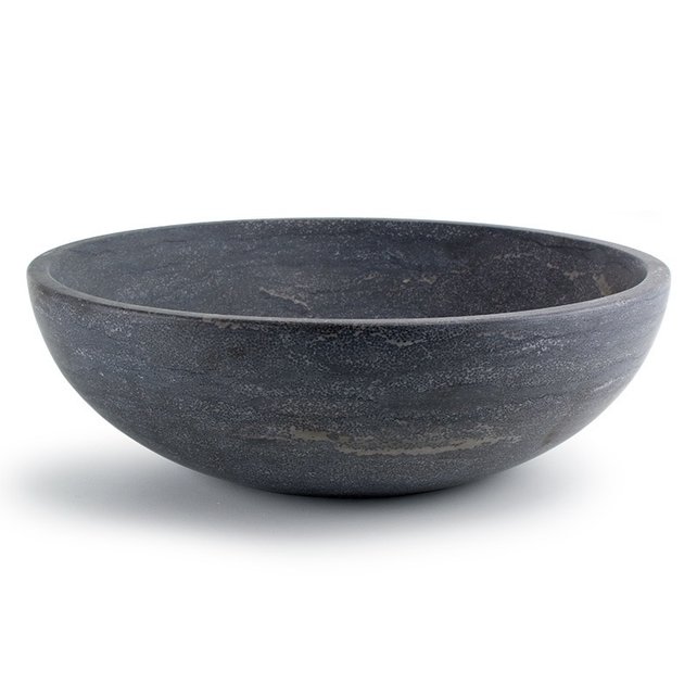 Ronde Waskom Natuursteen 38x12cm SaniPro Perno Opbouw Waskom Hardsteen 38x38x12 cm Grijs - Antraciet