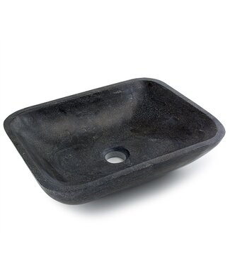 SANI-SUPPLY Waskom Rechthoek Natuursteen 45x35x12 cm SaniPro Perno Opbouw Waskom Hardsteen 45x35x12cm Grijs - Antraciet