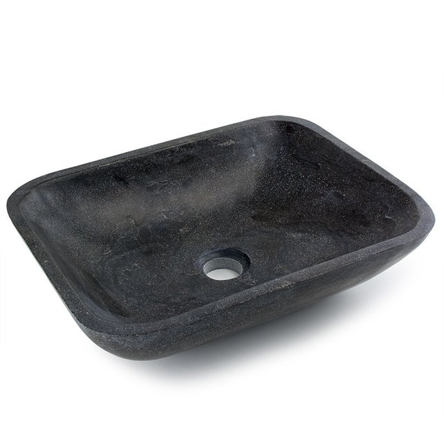 Waskom Rechthoek Natuursteen 45x35x12 cm SaniPro Perno Opbouw Waskom Hardsteen 45x35x12cm Grijs - Antraciet