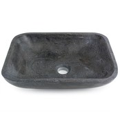Waskom Rechthoek Natuursteen 45x35x12 cm SaniPro Perno Opbouw Waskom Hardsteen 45x35x12cm Grijs - Antraciet