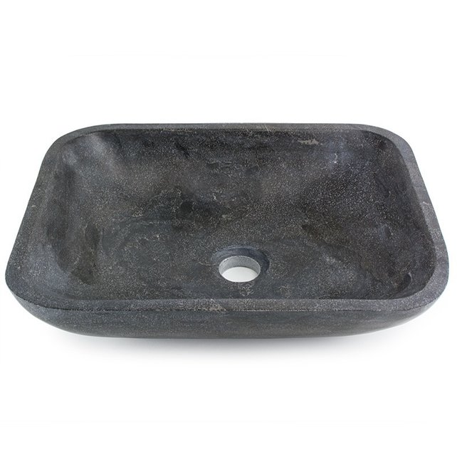 Waskom Rechthoek Natuursteen 45x35x12 cm SaniPro Perno Opbouw Waskom Hardsteen 45x35x12cm Grijs - Antraciet