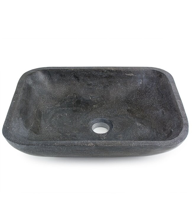 Waskom Rechthoek Natuursteen 45x35x12 cm SaniPro Perno Opbouw Waskom Hardsteen 45x35x12cm Grijs - Antraciet