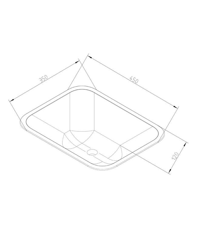 Waskom Rechthoek Natuursteen 45x35x12 cm SaniPro Perno Opbouw Waskom Hardsteen 45x35x12cm Grijs - Antraciet