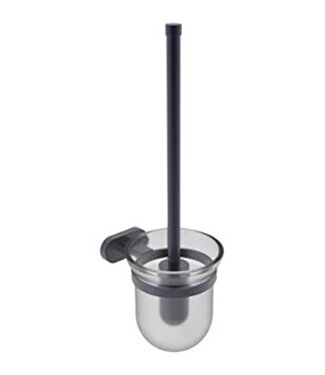 CREAVIT Donna WC Borstel set Zwart met glazen houder toilet accessoire WC-Borstel houder