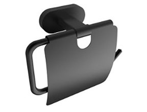 Toiletrolhouder Quera Mat Zwart Messing met klep