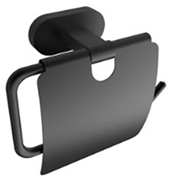 Toiletrolhouder Quera Mat Zwart Messing met klep Toiletrolhouder Quera Mat Zwart Messing met klep