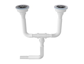 Dubbele sifon Felxibel Afvoerlang kunststof met crepine  Ø32CM