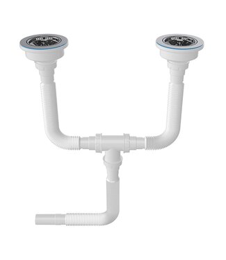 CREAVIT Dubbele sifon Felxibel Afvoerlang kunststof met crepine  Ø32CM