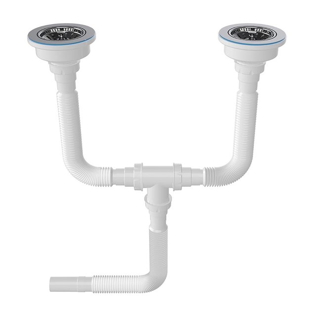 Dubbele sifon Felxibel Afvoerlang kunststof met crepine  Ø32CM