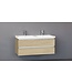 SANI-SUPPLY Badkamermeubel Trend Zara 120x47x52cm Licht Eiken SaniPro 2 Lades Greeploos met greeplist aliminium Softclose Wastafel 2 Kraangaten Keramiek