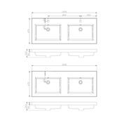 Badkamermeubel Trend Zara 120x47x52cm Licht Eiken SaniPro 2 Lades Greeploos met greeplist aliminium Softclose Wastafel 2 Kraangaten Keramiek