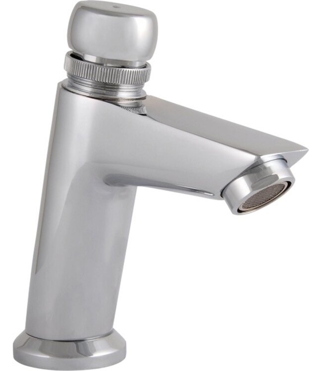 Zelfsluitend Toiletkraan Chroom Creavit Enkel Koudkraan met drukknop messing 5sec.