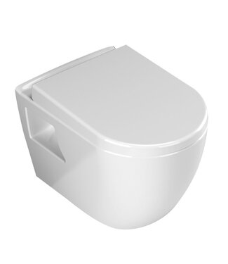 CREAVIT Budget Hangtoilet Glans Wit Creavit Aloni incl. Softclose toiletbril met spoelrand 51x35x36cm