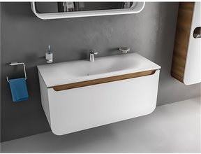 Design Badkamermeubel Pion 120cm Creavit Wit Keramisch wastafel kraangat 1 incl Design afvoerplug  120x85x53cm zonder overloop