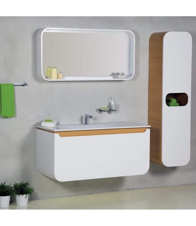 Design Badkamermeubel Pion 120cm Creavit Wit Keramisch wastafel kraangat 1 incl Design afvoerplug  120x85x53cm zonder overloop