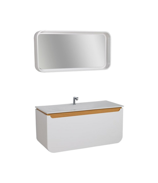 Design Badkamermeubel Pion 120cm Creavit Wit Keramisch wastafel kraangat 1 incl Design afvoerplug  120x85x53cm zonder overloop