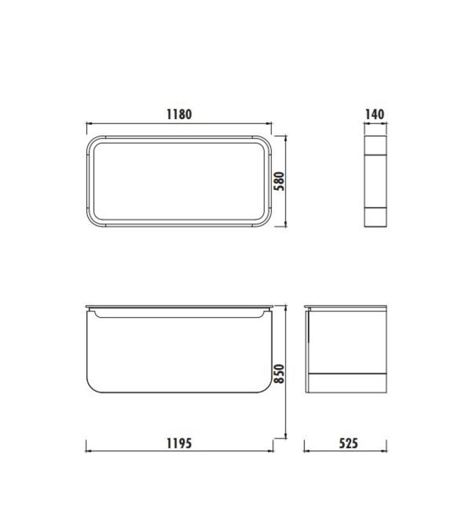 Badkamerspiegel Pion met Ledverlichting 118cm met Schakelaar