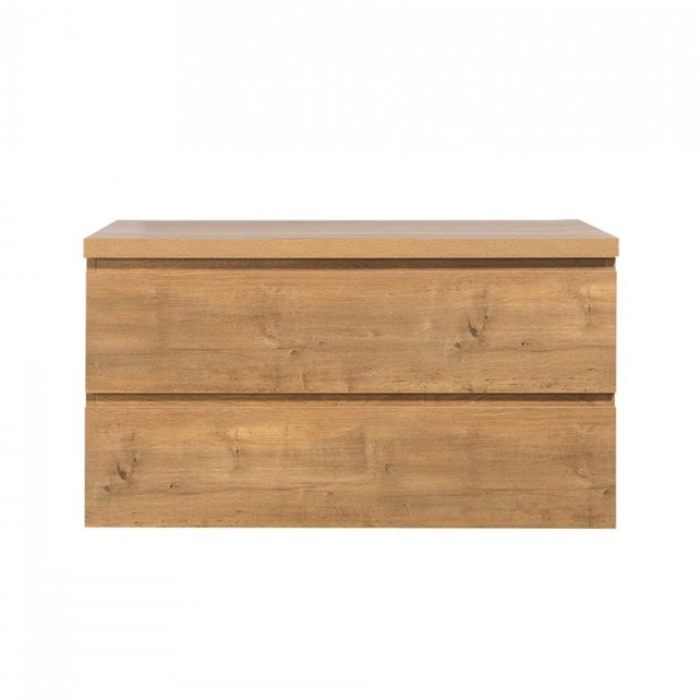 Badkamermeubel 100x50x48cm Mat Eiken Topblad Callisto Diamond Hangend 2 Lades Softclose Greeploos Zonder Kraangat Badkamermeubel 100x50x48cm Mat Eiken Topblad Callisto Diamond Hangend 2 Lades Softclose Greeploos Zonder Kraangat