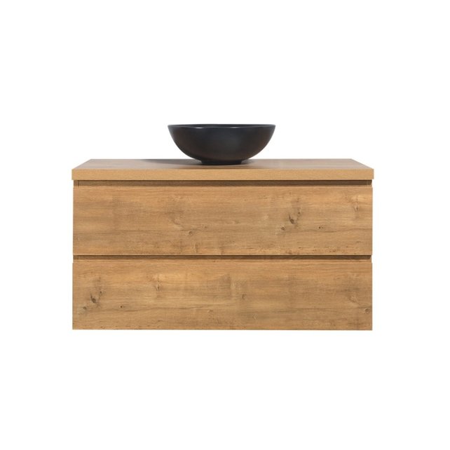 Badkamermeubel 100x50x48cm Mat Eiken Topblad Callisto Diamond Hangend 2 Lades Softclose Greeploos Zonder Kraangat Badkamermeubel 100x50x48cm Mat Eiken Topblad Callisto Diamond Hangend 2 Lades Softclose Greeploos Zonder Kraangat