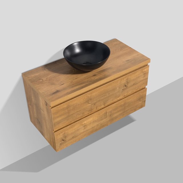 Badkamermeubel 100x50x48cm Mat Eiken Topblad Callisto Diamond Hangend 2 Lades Softclose Greeploos Zonder Kraangat Badkamermeubel 100x50x48cm Mat Eiken Topblad Callisto Diamond Hangend 2 Lades Softclose Greeploos Zonder Kraangat