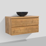 Badkamermeubel 100x50x48cm Mat Eiken Topblad Callisto Diamond Hangend 2 Lades Softclose Greeploos Zonder Kraangat Badkamermeubel 100x50x48cm Mat Eiken Topblad Callisto Diamond Hangend 2 Lades Softclose Greeploos Zonder Kraangat